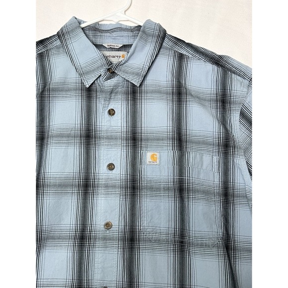 Carhartt Shirt Mens XL Blue Canvas Relaxed Fit Workwear Utility - Picture 5 of 5